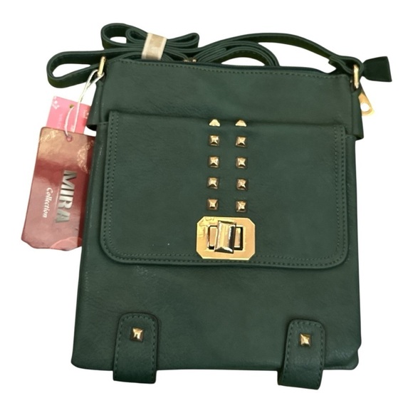 MIRA Collection Handbags - MIRA Collection Mint Green Studded Crossbody Bag
